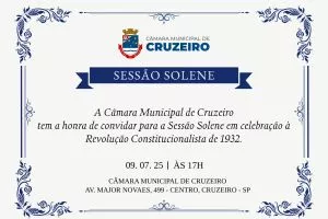 Convite para Sessão Solene em celebração à Revolução de 1932