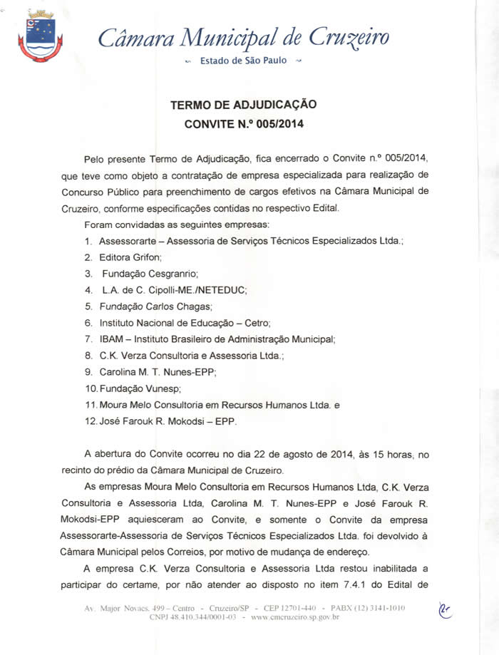 TERMO DE ADJUDICAÇÃO (2) - Prefeitura Municipal de Mocajuba